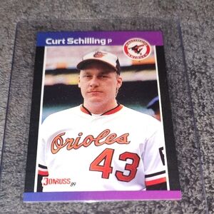 Curt Schilling Baltimore Orioles Baseball Card - White & Orange
